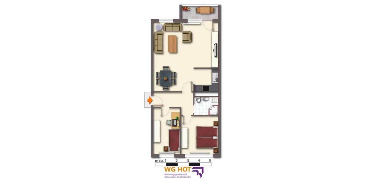 Erdgeschoßwohnung Hohenstein-Ernstthal Ernstthal - 3 Zimmer, 69 m&sup2;, 450&euro; | Angebot:19611496