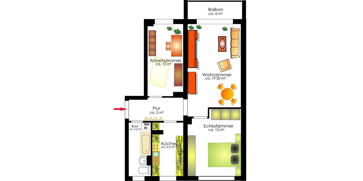 Etagenwohnung Hohenstein-Ernstthal Ernstthal - 3 Zimmer, 60 m&sup2;, 350&euro; | Angebot:23858814