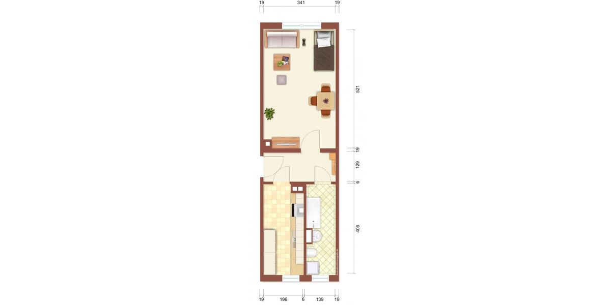 Etagenwohnung Limbach-Oberfrohna Oberfrohna - 1 Zimmer, 35 m&sup2;, 235&euro; | Angebot:24506528