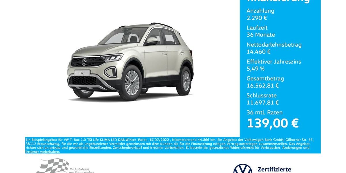 VW T-Roc 44.866 km 16.750 &euro; Bernsdorf 09337