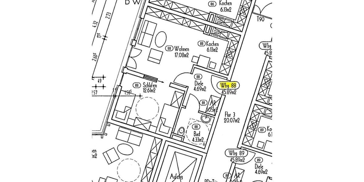 Etagenwohnung Zwickau - 2 Zimmer, 46 m&sup2;, 551&euro; | Angebot:23146897