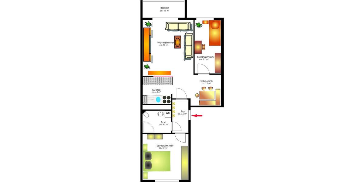 Etagenwohnung Hohenstein-Ernstthal Ernstthal - 3 Zimmer, 56 m&sup2;, 366&euro; | Angebot:24781254