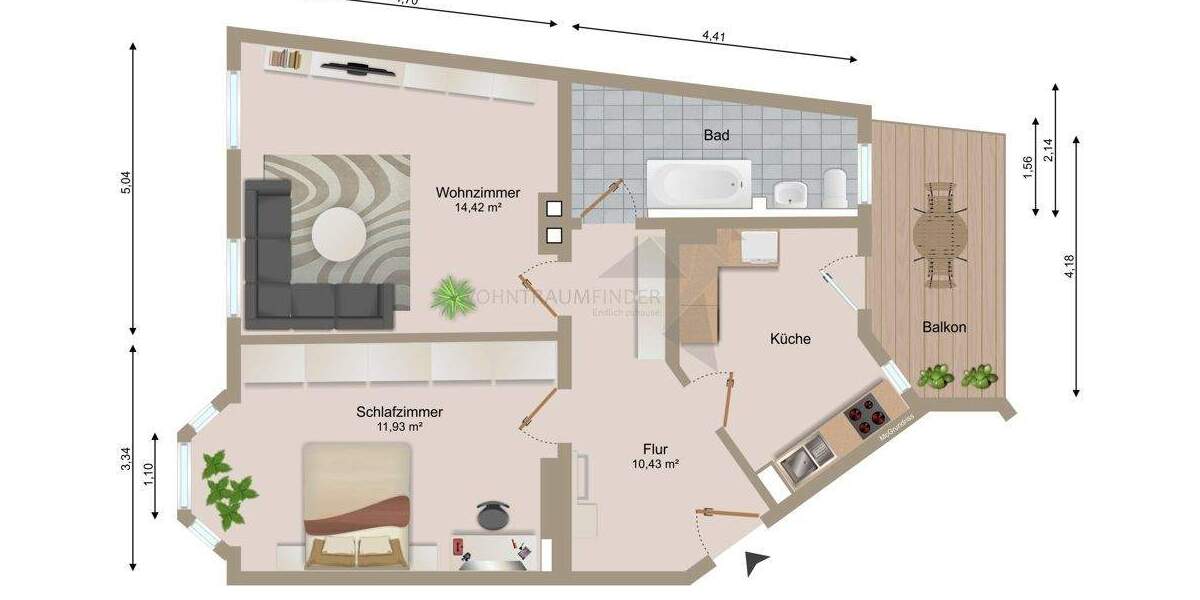 Etagenwohnung Zwickau Innenstadt - 2 Zimmer, 78 m&sup2;, 485&euro; | Angebot:25774915
