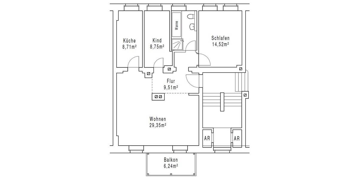 Etagenwohnung Zwickau-Nordvorstadt Pölbitz - 3 Zimmer, 78 m&sup2;, 460&euro; | Angebot:25771740