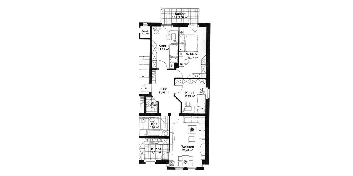 Etagenwohnung Zwickau Zwickau-Nord - 3 Zimmer, 80 m&sup2;, 480&euro; | Angebot:22744118