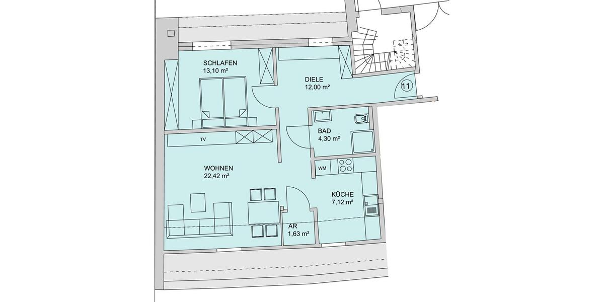Dachgeschoßwohnung Zwickau - 2 Zimmer, 59 m&sup2;, 700&euro; | Angebot:23297200