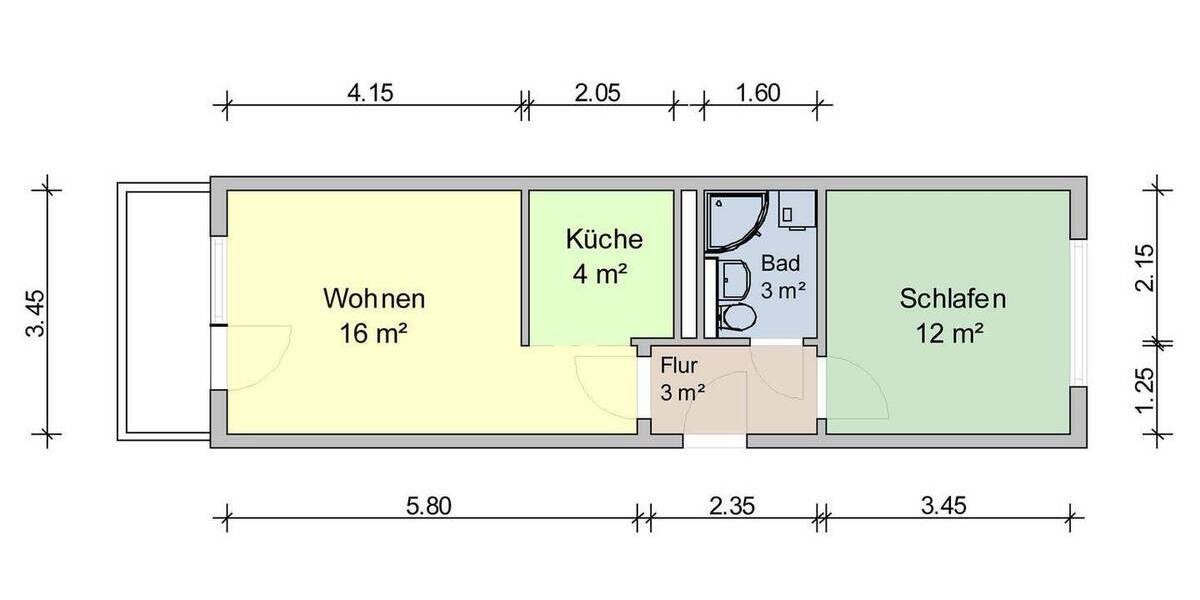 Etagenwohnung Zwickau Eckersbach - 2 Zimmer, 42 m&sup2;, 294&euro; | Angebot:25676811