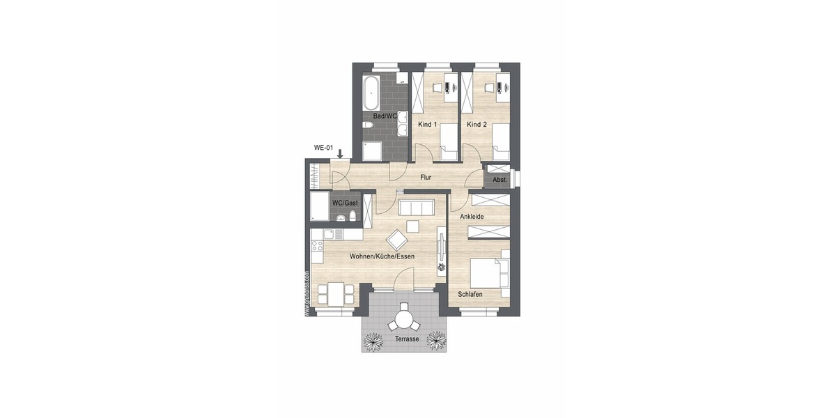 Erstbezug! Moderne 4-Zimmerwohnung mit Terrasse und Garage! - Erdgeschoßwohnung Hartmannsdorf | Angebot:27212803