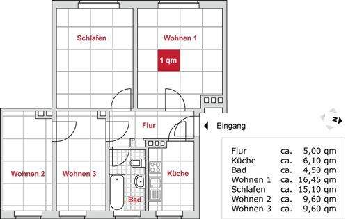 Etagenwohnung Zwickau Pölbitz - 4 Zimmer, 65 m&sup2;, 381&euro; | Angebot:25700613